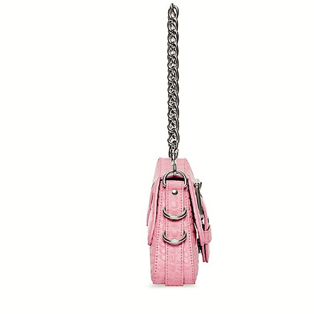 Balenciaga Lindsay Small Shoulder Bag With Strap Crocodile Embossed Sweet Pink - Picture 7 of 8